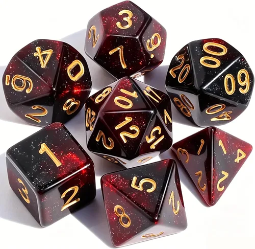 Miniatura 16 de CiaraQ DND - Juego de dados poliédricos con bolsa de dados para juegos de rol de Calabozos y Dragones RPG MTG (fuente negra y dorada)