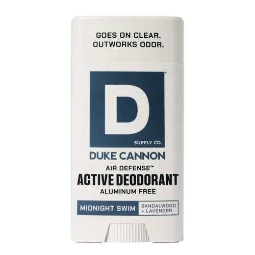 Duke Cannon Midnight Swim - Desodorante sin aluminio para hombres - Air Defense, aroma de sándalo + lavanda, 3 oz - de larga duración, deslizamiento