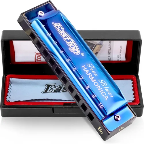 Miniatura 9 de East top - Juego de 3 armónicas de 10 agujeros diatónicas con 3 teclas, A, C, G para adultos, músicos de banda y estudiantes, como regalo