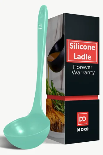 Miniatura 13 de DI ORO Cucharón de Silicona – Cucharón de sopa para cocinar y servir resistente al calor – Cucharón grande de sopa de cocina seguro para utensilios