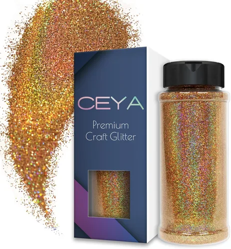Miniatura 9 de Ceya 110g/ 3.8oz Polvo de Purpurina Holográfica Ultra Fina Láser Verde 1/128” 0.008” 0.2mm para Slime, Resina Epoxy, Manualidades, Vaso, Joyería