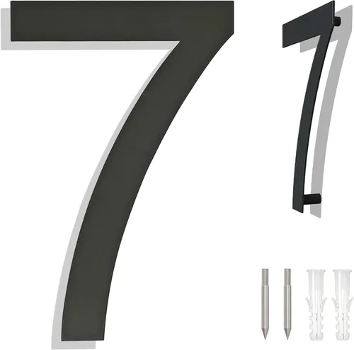 Miniatura 7 de Números grandes de acero inoxidable de 8 pulgadas, número de puerta de dirección de casa moderno negro para exterior, fácil de instalar, negro mate