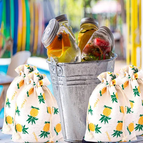 Miniatura 7 de RIGHTA TECH Bolsas de regalo de piña con cordón, bolsa de regalo de piña para boda, despedida de soltera, fiesta de cumpleaños, Luau hawaiano