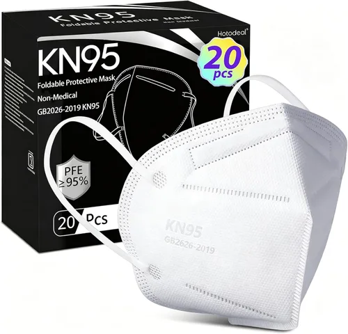 Hotodeal - 20 cubrebocas KN95, de 5 capas, antipolvo, protección de material particulado 2.5, fuego y humo, para hombres y mujeres, para Paquete de