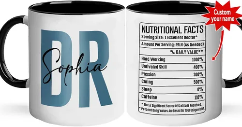 Miniatura 2 de A62227 - Taza de regalo de graduación personalizada con datos nutricionales de doctorado, nombre personalizado y año para mujeres, regalos de nuevo