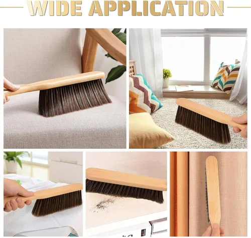 Miniatura 3 de 2 Piezas Cepillo de Polvo de Madera Escoba de Mano Cepillo de Banco con Mango Largo de Madera Cepillo de Batir Cepillo de Cerdas Suave para Limpieza