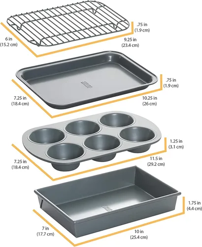 Miniatura 2 de Chicago Metallic Juego de moldes profesionales para horno tostador, antiadherente, 4 piezas