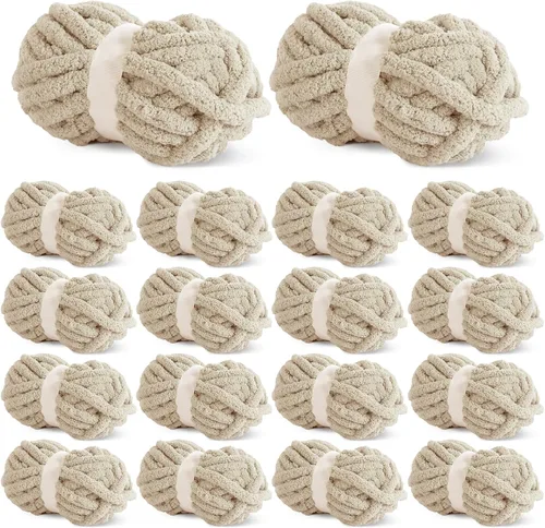 Miniatura 53 de HOMBYS Hilo de Chenille Grueso Carbón para Crochet, Hilo Grueso Espeso y Esponjoso para Tejer, Hilo Súper Grueso para Tejer Mantas a Mano, Hilo