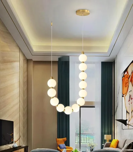 Miniatura 5 de Candelabros modernos LED regulables, bolas de acrílico, iluminación colgante de techo para sala de estar, comedor, dormitorio, luces colgantes