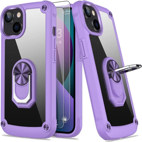 Miniatura 36 de Funda para iPhone 13 Pro con protector de pantalla, cristal transparente, antiamarillo, acrílico resistente, funda protectora de grado militar