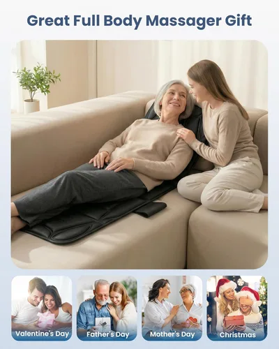 Miniatura 9 de Comfier - Tapete de Masaje de Cuerpo Completo, Almohadilla de Masaje de Calor y Vibración para Silla de Masaje con 10 Motores de Vibración, 5 Modos
