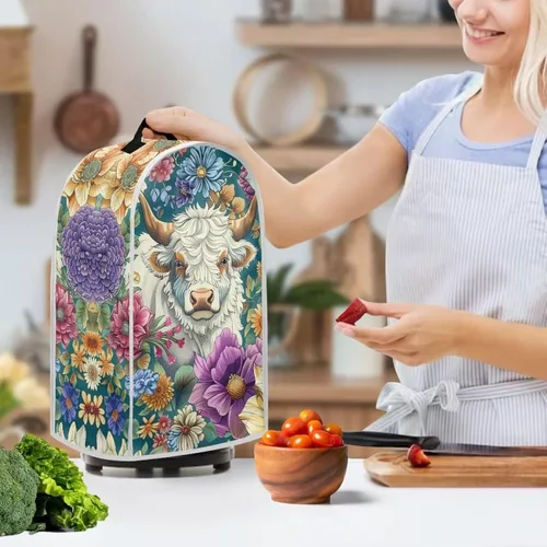 Miniatura 3 de Upetstory Funda antipolvo para licuadora de vaca, estilo bohemio, azteca, para cafetera, electrodomésticos, resistente a las manchas, lavable