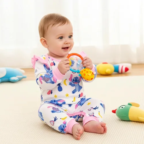 Miniatura 30 de Disney Stitch Princess Cenicienta Ariel Minnie Winnie Baby Girls - Mameluco de manga larga con volantes para recién nacidos y niños pequeños