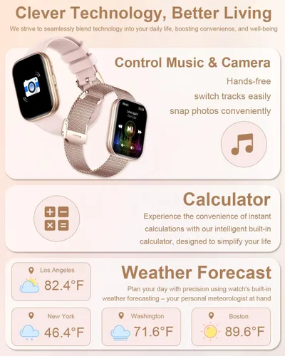 Miniatura 7 de Reloj inteligente para mujer con 4 bandas (Android/iPhone) Reloj inteligente con llamadas Bluetooth de 1.75 pulgadas, rastreadores de actividad HD