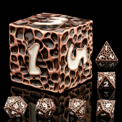 Miniatura 28 de Haxtec - Juego de dados de metal DND, dados poliédricos D&D compatibles con Dungeons and Dragons, regalo TTRPG, dados de metal bronce antiguo