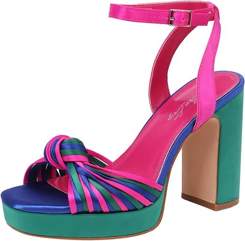 sun gurg Sandalias de punta abierta para mujer, con correa al tobillo, plataforma y tacón alto grueso, zapatos de fiesta con lazo