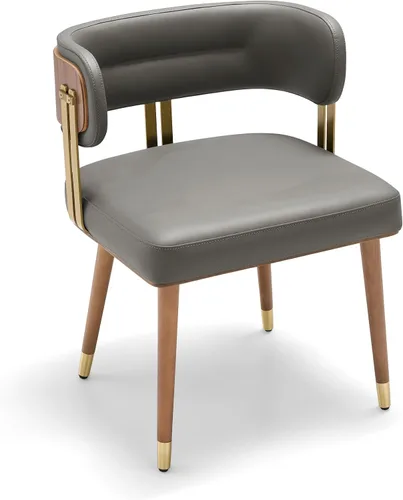 Miniatura 20 de ARTPLAN Juego de 2 sillas de comedor de cuero de nogal, modernas sillas de cocina con cojín de espuma de alta resistencia y marco de acero 2-Azul