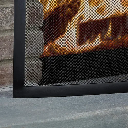Miniatura 5 de UniFlame, S-1042, pantalla negra curvada de la chimenea del hierro forjado del solo panel