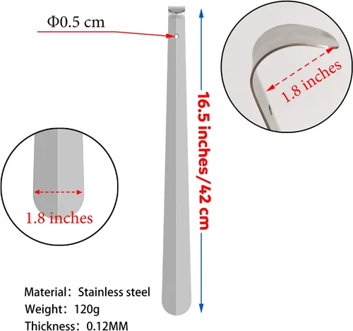 Miniatura 7 de Cuerno de zapatos de mango largo para personas mayores, calzadores de metal de 16.5 pulgadas de largo para hombres, mujeres y niños, herramienta