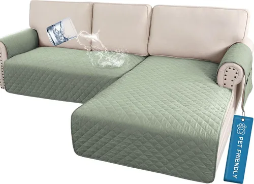 Miniatura 24 de H.VERSAILTEX Fundas de sofá para sofá seccional, 2 piezas, funda de sofá en forma de L, 100% impermeable y lavable, protector de sofá para perros
