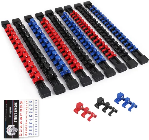 Miniatura 16 de SWANLAKE Organizador Soporte de Dados, 9 PIEZAS 1/4 pulgada x 48 clips, 3/8 pulgada x 45 clips, 1/2 pulgada x 36 clips, Soporte de Riel de Clip