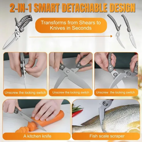 Miniatura 3 de Tijeras para aves de corral profesionales resistentes, tijeras de pavo para corte de pollo y hueso, tijeras de corte de carne, tijeras de cocina