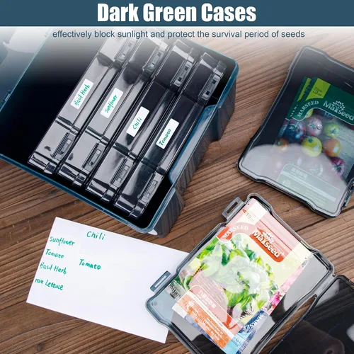 Miniatura 5 de Caja de almacenamiento de semillas verde oscuro con 6 cajas pequeñas interiores de 57 pulgadas, caja de almacenamiento de herramientas portátil