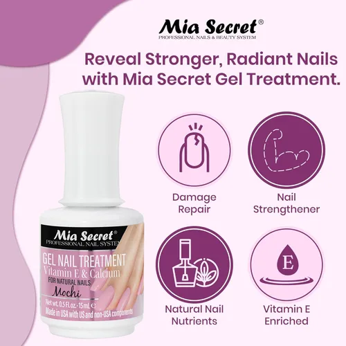 Miniatura 5 de Mia Secret Tratamiento de uñas en gel con vitamina E y calcio, 0.5 fl oz - Gel reparador y fortalecimiento para uñas (Mochi)