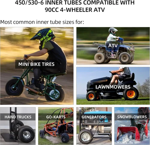 Miniatura 6 de AR-PRO Paquete de 2 tubos interiores universales 145/70-6 ATV - 450/530-6 tubos interiores resistentes compatibles con ATV de 4 ruedas de 90 cc, Go
