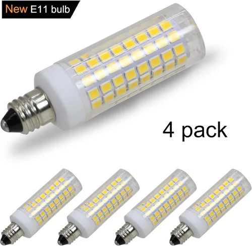 Miniatura 6 de Paquete de 4 bombillas LED E11, luces de repuesto halógenas equivalentes a 90 W, regulable, base de mini candelabro, 800 lúmenes, blanco cálido