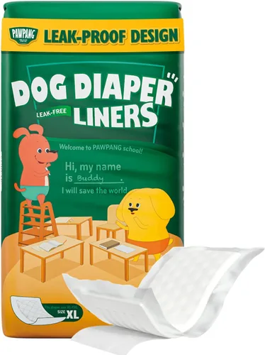 Miniatura 13 de PAWPANG Forros desechables para pañales para perros machos y hembras, 100 unidades, 5 opciones de tamaño, insertos de pañales para perros que se