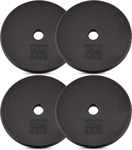 Miniatura 10 de Yes4All Standard Weight Plates, 1-Inch Cast Iron Barbell Weights, Wide Range 5–50 LB, Ideal for Strength Training & Workout Routine, Available in
