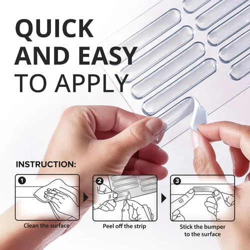 Miniatura 5 de X-Protector Tiras Amortiguadoras para Puertas de Gabinete - 40 PIEZAS - Silenciador de Puerta Transparente - Amortiguadores Premium para Puertas