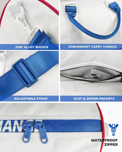 Miniatura 10 de Bolsas de gimnasio impermeables, bolsa de lona deportiva de nailon 1000D resistente para nadar durante la noche, fin de semana, bolsas de viaje
