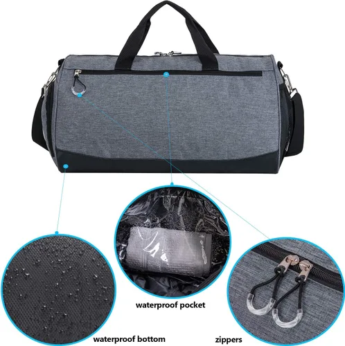 Miniatura 5 de Kuston Sports - Bolsa de deporte pequeña para hombre y mujer, bolsa de viaje con compartimento para zapatos y bolsillo húmedo.