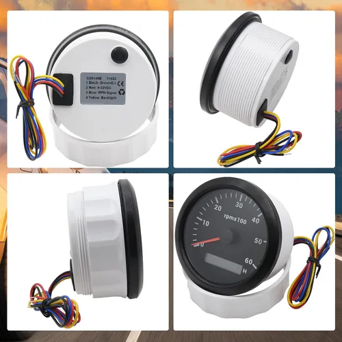 Miniatura 8 de Tacómetro de 85 mm RPM Medidor de tacómetro de 6000 RPM Tacómetros de reemplazo automotriz 0-6000 RPM Tacometro Medidor LED para automóvil Auto Negro