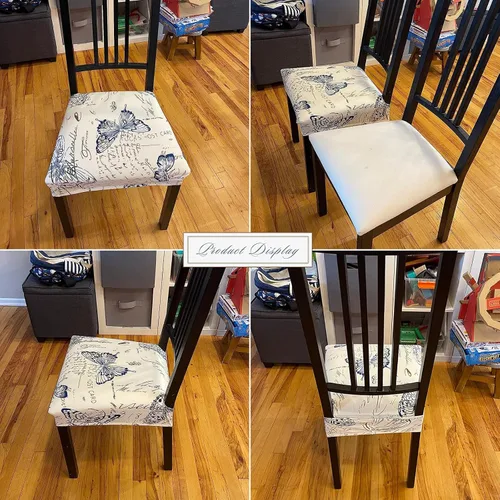 Miniatura 3 de SearchI - Juego de 6 fundas de asiento elásticas, suaves, extraíbles y lavables, para sillas de comedor, fundas protectoras de asiento de comedor