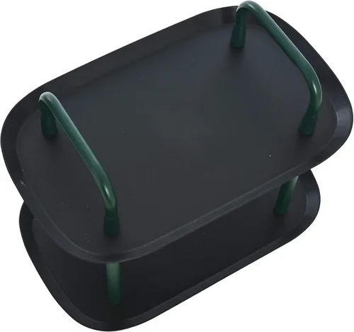 Miniatura 7 de Main + Mesa Carrito moderno de plástico y metal de 2 niveles, negro y verde oscuro