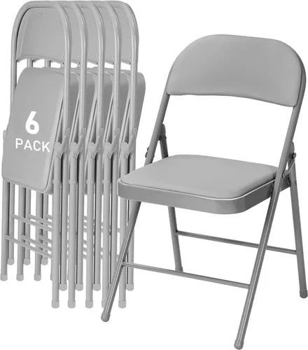Miniatura 28 de SEALAMB Paquete de 4 sillas plegables con asiento cómodo, marco de metal resistente, sillas apilables portátiles para bodas, fiestas, oficina