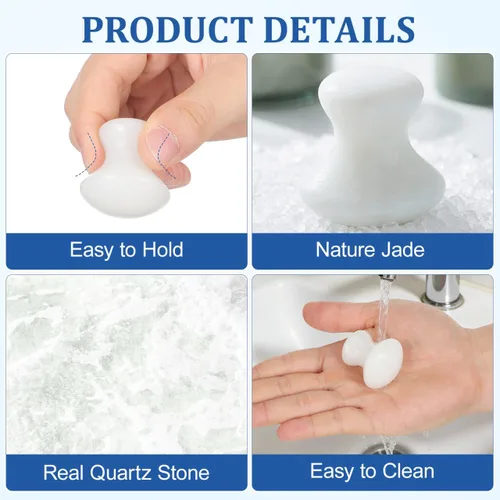 Miniatura 6 de Uonlytech Masajeador de cabeza de hongo con piedra de masaje de jade para terapia de spa en casa, herramienta de mano para mejorar la circulación