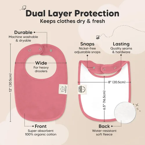 Miniatura 3 de Paquete de 8 baberos orgánicos para niños y niñas, baberos de algodón suave para babear y dentición para bebés niñas y niños, extra absorbentes