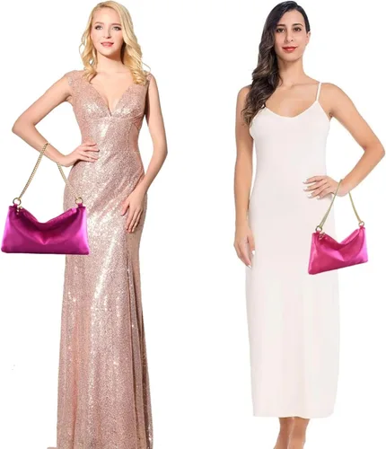 Miniatura 5 de FEICHANGHAO Bolso de noche de satén para mujer, bolso de hombro para boda, graduación, formal, bolso de mano para fiesta