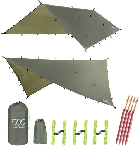 Miniatura 7 de Gold Armour - Toldo para lluvia para hamaca de lona, calidad premium, 14.7 pies, 12 pies, 10 pies, 8 pies, cubierta de toldo para lluvia, toldo