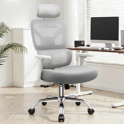 Miniatura 3 de Silla de oficina, silla de escritorio ergonómica de oficina con soporte lumbar, respaldo de malla transpirable y cojín de asiento grueso, sillas