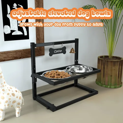 Miniatura 6 de SHAINFUN Cuencos Elevados para Perros Medianos y Gatos - Soporte de Cuenco Elevado para Gatos o Perros con Altura Ajustable y Dos Cuencos de Comida
