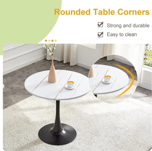 Miniatura 4 de Mesa redonda de cocina y sillas para 4, mesa de comedor redonda pequeña con sillas de gamuza de tela, juego de mesa de bistró de 32 pulgadas