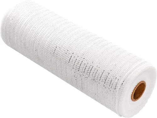 Miniatura 2 de Cinta de malla de polietileno de 83.3 x 30.8 ft con lámina metálica cada rollo para coronas, lazos de envoltura y proyectos de decoración, 2 rollos