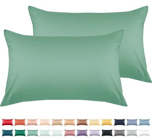 Miniatura 22 de Warmstar - Juego de 2 fundas de almohada de algodón tamaño estándar, 600 hilos, fundas de 20 x 26 pulgadas, algodón suave de fibra larga Placid Blue