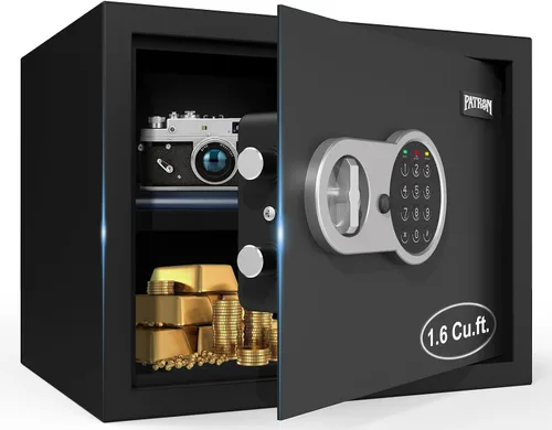 Miniatura 10 de [1.2 pies cúbicos] Caja de seguridad PATRON con llave, seguridad digital para el hogar, cajas fuertes de gabinete para documentos en efectivo, cajas