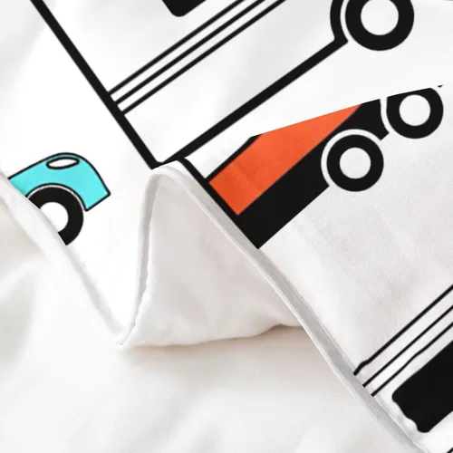 Miniatura 5 de Funda de edredón de campista 100% algodón individual, juego de ropa de cama de campamento feliz para niños y niñas, funda de edredón de remolque